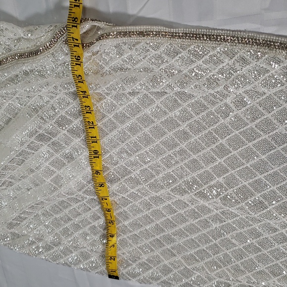 🔥🥵Jaw dropping off white sequin and bead high waisted skirt by Banjul LARGE🥵 - Picture 5 of 12